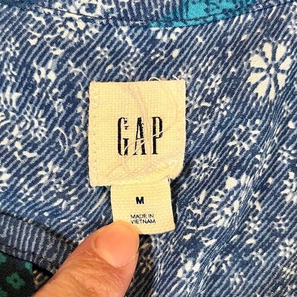 Gap Women’s Floral Blue Boho Peasant Blouse Size Medium - Picture 8 of 10